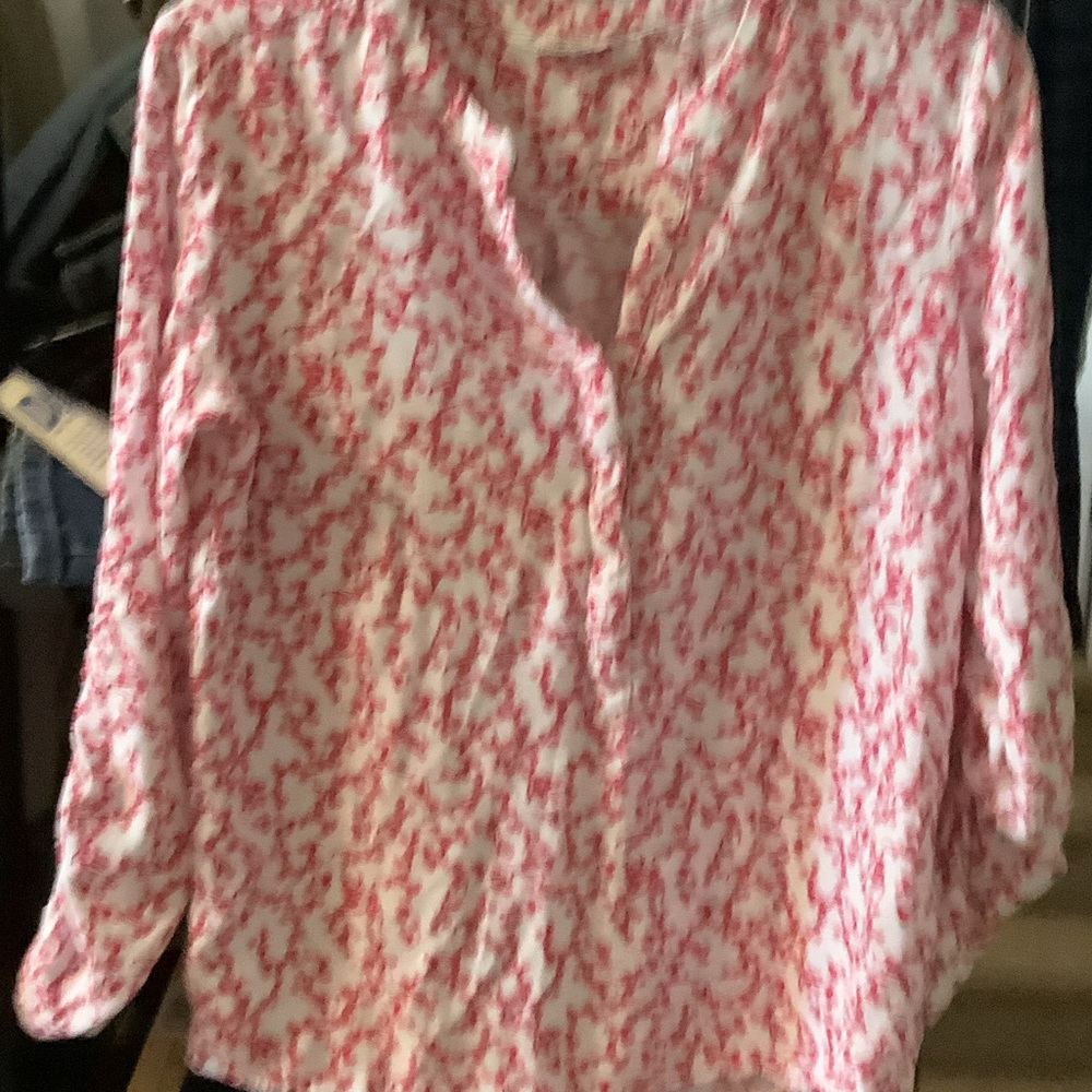 Chic Pink Patterned Women's Blouse